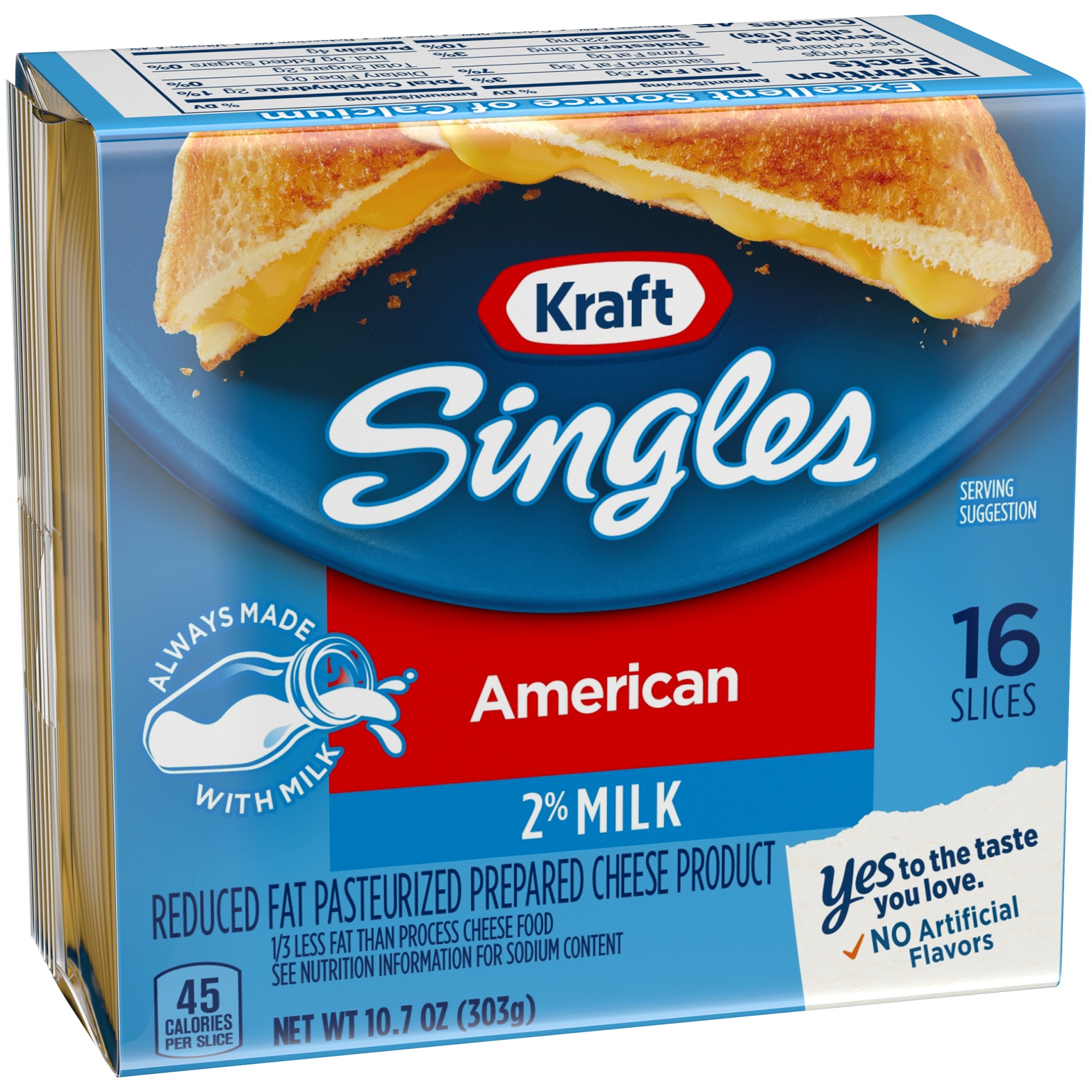 slide 8 of 12, Kraft Singles 2% Milk Reduced Fat American Slices Pack, 16 ct; 10.7 oz