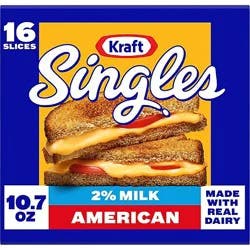 Kraft Singles 2% Milk Reduced Fat American Slices - 16 Count