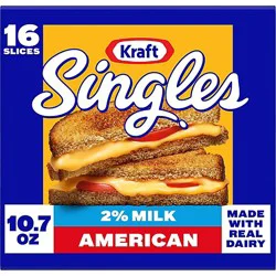 Kraft Singles 2% Milk Reduced Fat American Slices Pack - 16 Count