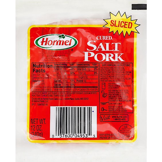 slide 1 of 1, Hormel Salt Pork Cured Sliced - 12 Oz, 12 oz