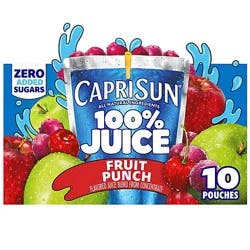 Capri Sun 100% Juice Fruit Punch Flavored All-Natural Juice Blend - 10 - 6 Fl. Oz.
