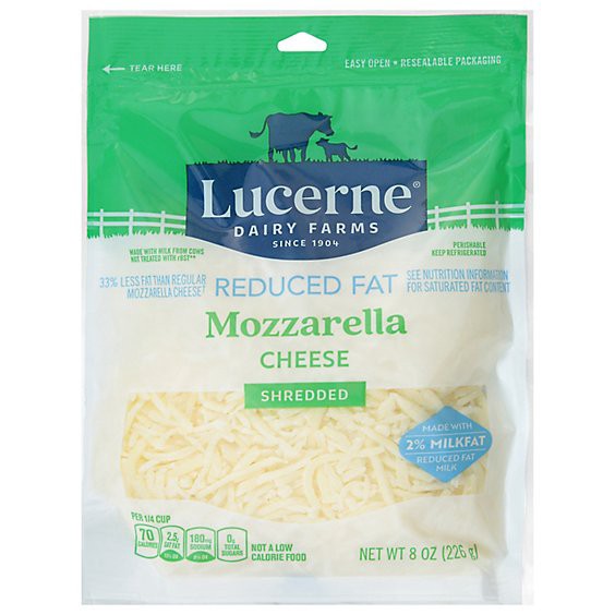 slide 1 of 1, Lucerne Cheese Shredded Mozzarella Reduced Fat - 8 Oz, 8 oz