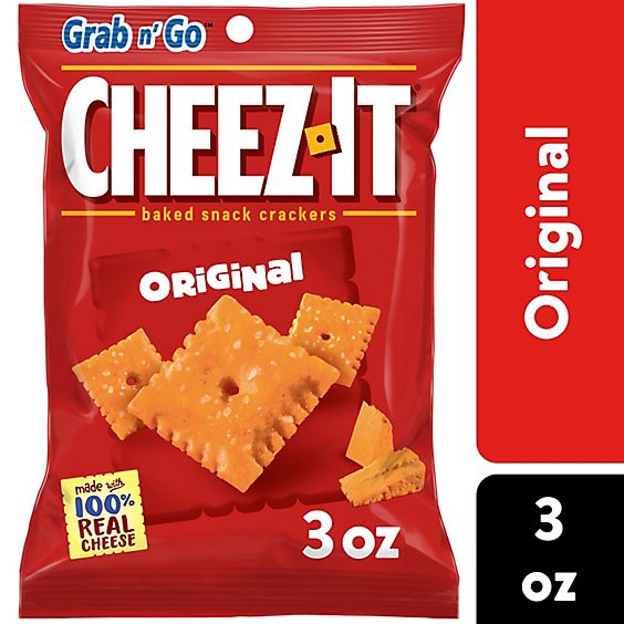 slide 1 of 5, Cheez-It Cheese Crackers Original Baked Snack Crackers - 3 Oz, 3 oz