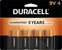 Duracell Coppertop Battery Alkaline 9v - 4 Count
