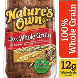 Natures Own 100% Whole Grain Whole Grain Sandwich Bread - 20 Oz