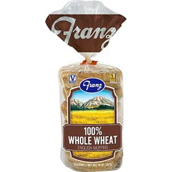 Franz English Muffins 100% Whole Wheat 6 Count - 14 Oz