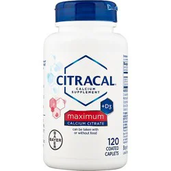 Citracal Calcium Supplement + D3 Calcium Citrate Maximum Coated Caplets - 120 Count
