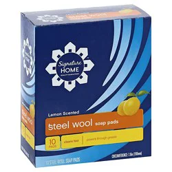 Signature Select Lemon Scented Steel Wool Soap Pads - 10 Count