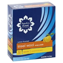 Signature Select Lemon Scented Steel Wool Soap Pads - 10 Count
