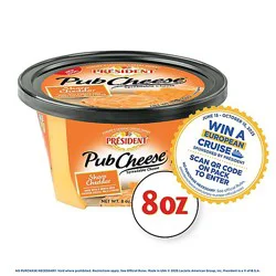 President Pub Cheese Spreadable Cheese Sharp Cheddar - 8 Oz