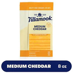 Tillamook Farmstyle Medium Cheddar Thick Cut Slices Cheese 9 Count - 8 Oz