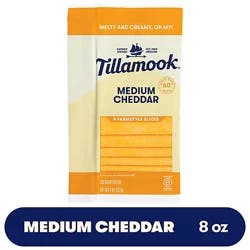 Tillamook Farmstyle Medium Cheddar Thick Cut Slices Cheese 9 Count - 8 Oz