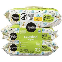 Signature Select/care Scented Wipes Cucumber & Green Tea Scent - 3-72 Count