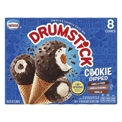 Nestle Drumstick Cookie Dipped Vanilla Fudge Vanilla Caramel Cones Variety Pack - 8 Count