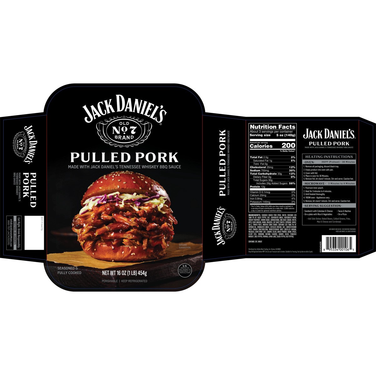 slide 5 of 8, Jack Daniels Pulled Pork Seasoned And Cooked - 16 Oz, 16 oz
