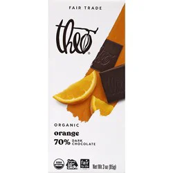 Theo Chocolate Organic 70% Dark Chocolate Orange - 3 Oz