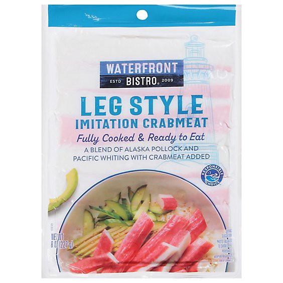 slide 1 of 1, Waterfront Bistro Crabmeat Imitation Leg Style Fully Cooked - 8 Oz, 8 oz