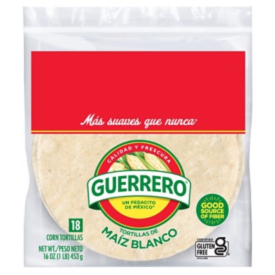 slide 1 of 3, Guerrero White Corn Tortillas - 18 Count, 16 oz