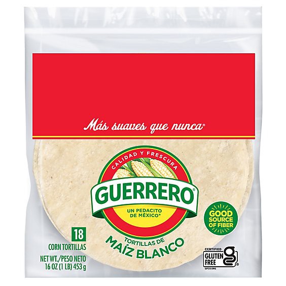 slide 1 of 3, Guerrero White Corn Tortillas - 18 Count, 16 oz