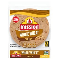 Mission Super Soft Whole Wheat Flour Tortillas Soft Taco Size - 10 Count