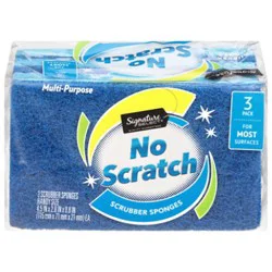 Signature Select No Scratch Multi Purpose Scrubber Sponges Handy Size - 3 Count
