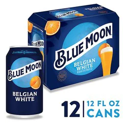 Blue Moon Belgian White Beer Craft Wheat 5.4% Abv In Can - 12-12 Fl. Oz.