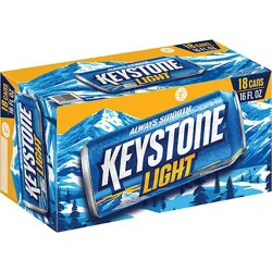 Keystone Light American Style Light Lager Beer 4.1% Abv Cans - 18-16 Fl. Oz.