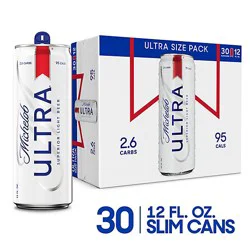 Michelob Ultra Superior Light American Lager Beer In Cans - 30 - 12 Fl. Oz.