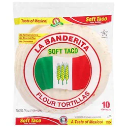 La Banderita Tortillas Flour Large Soft Taco Bag 10 Count - 16 Oz