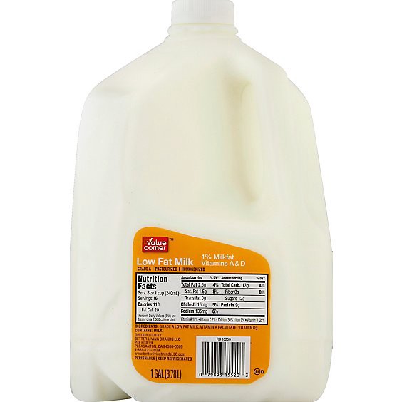 slide 1 of 1, Value Corner Milk Lowfat 1% - 1 Gallon, 1 gal