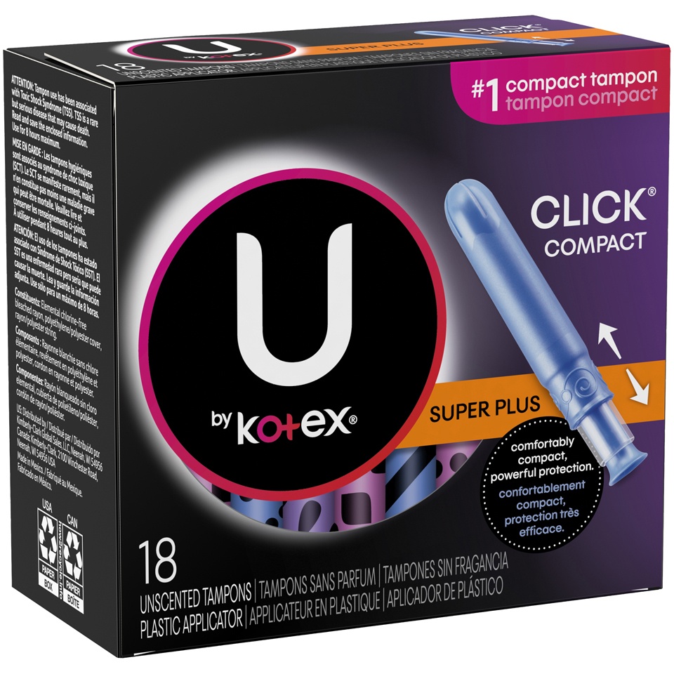 slide 2 of 3, Kotex UBK Click Tampon, Super Plus Absorbency, 18 ct