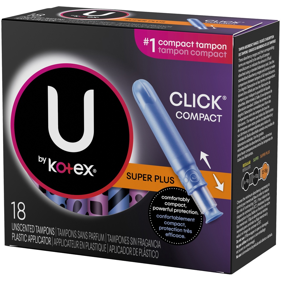 slide 3 of 3, Kotex UBK Click Tampon, Super Plus Absorbency, 18 ct