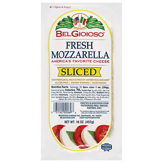 slide 1 of 1, Belgioioso Fresh Mozzarella Log Pre-Sliced Specialty Cheese - 16 Oz, 16 oz