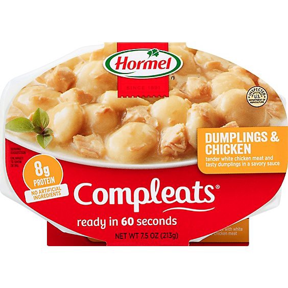 slide 1 of 1, Hormel Compleats Microwave Meals Comfort Classics Dumplings & Chicken - 7.5 Oz, 7.5 oz