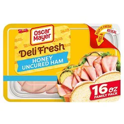 Oscar Mayer Deli Fresh Honey Uncured Ham Sliced Lunch Meat Family Size Tray - 16 Oz