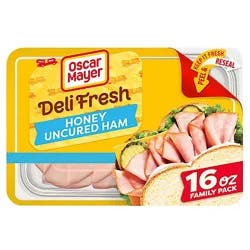 Oscar Mayer Deli Fresh Honey Uncured Ham Sliced Lunch Meat Family Size Tray - 16 Oz