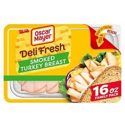 Oscar Mayer Deli Fresh Smoked Turkey Breast Sliced Lunch Meat Family Size Tray - 16 Oz