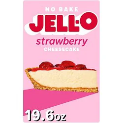 Jell-O No Bake Strawberry Cheesecake Dessert Kit With Strawberry Topping - Filling Mix And Crust Mix - 19.6 Oz
