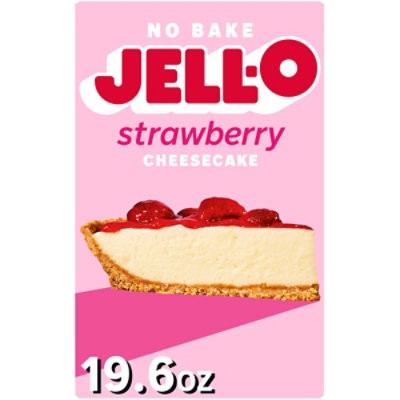 slide 1 of 1, Jell-O No Bake Strawberry Cheesecake Dessert Kit With Strawberry Topping - Filling Mix And Crust Mix - 19.6 Oz, 19.6 oz