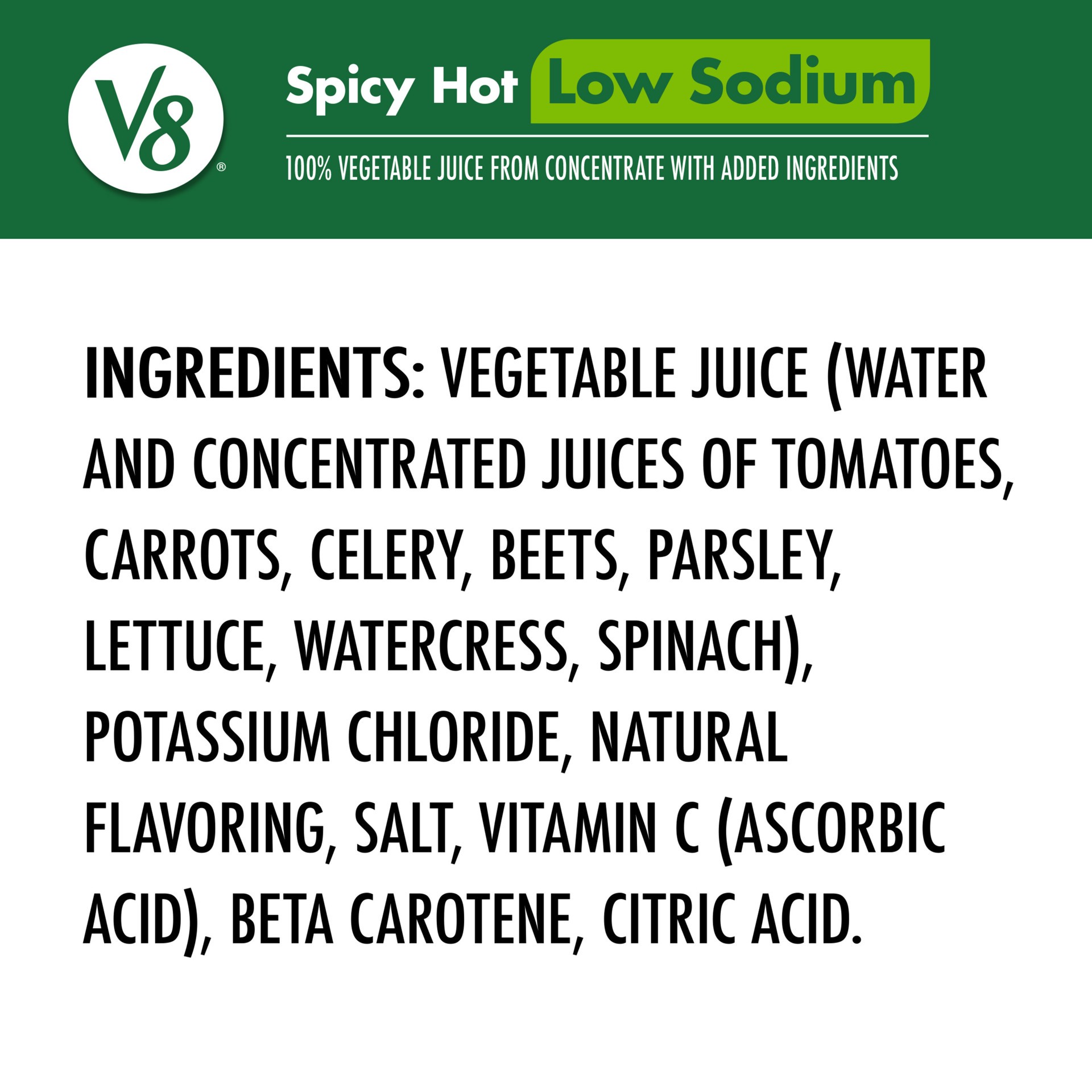 slide 7 of 7, V8 Spicy Hot Low Sodium 100% Vegetable Juice - 46 Fl Oz, 46 fl oz