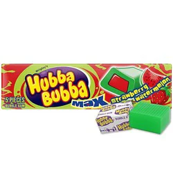 Hubba Bubba Max Strawberry Watermelon Bubble Gum Pack - 5 Count