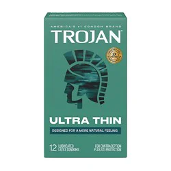 Trojan Ultra Thin Premium Lubricated Condoms - 12 Count