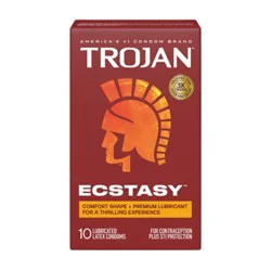Trojan Ultra Ribbed Ecstasy Lubricated Condoms - 10 Count