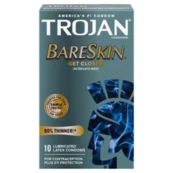 Trojan Bareskin Premium Thin Lubricated Condoms - 10 Count