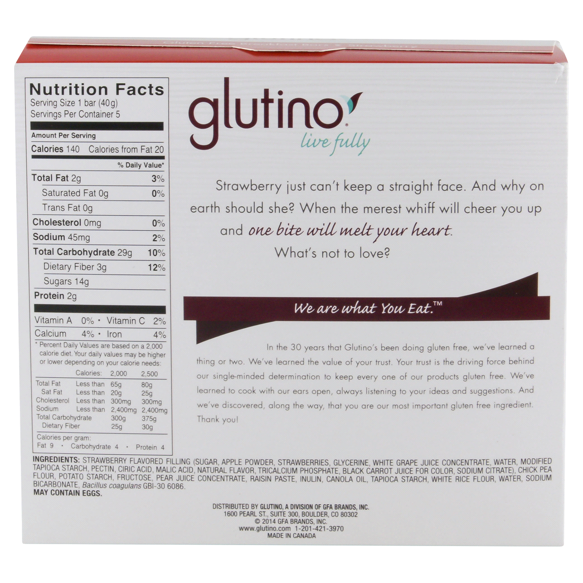 slide 4 of 4, Glutino Strawberry Gluten Free Oven Baked Bars, 