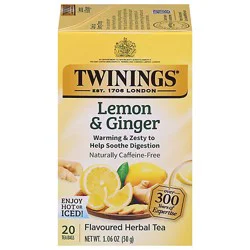 Twinings Of London Herbal Tea Caffeine Free Lemon & Ginger - 20 Count