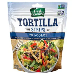 Fresh Gourmet Crunchy Toppings Tortilla Strips Tri-Color - 3.5 Oz
