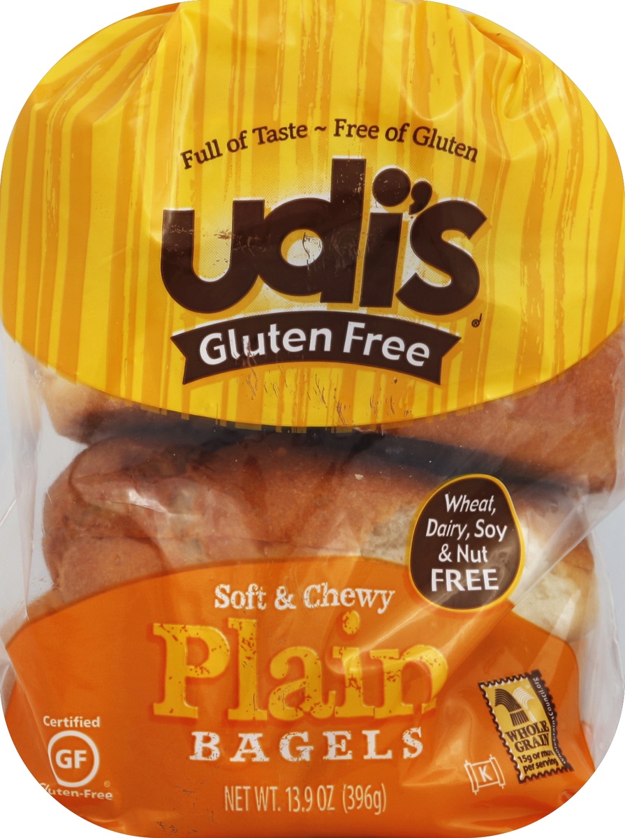 slide 2 of 5, Udi's Bagels Gluten Free Plain Soft & Chewy, 13.9 oz
