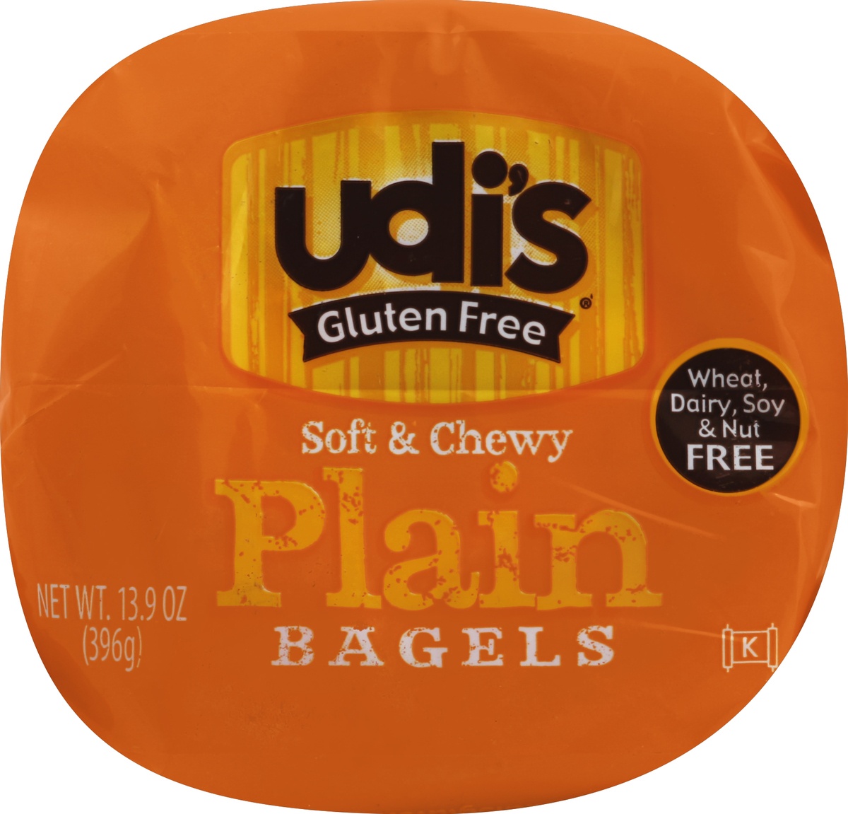 slide 5 of 5, Udi's Bagels Gluten Free Plain Soft & Chewy, 13.9 oz