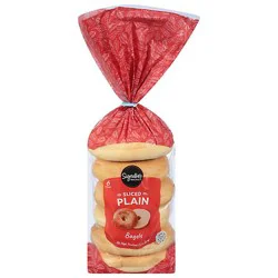 Signature Select Bagels Sliced Plain 6 Count - 18 Oz